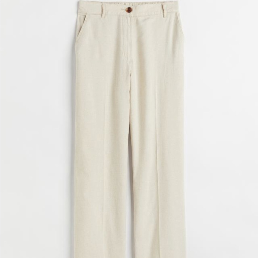 H&M straight leg linen blend pants, size 14